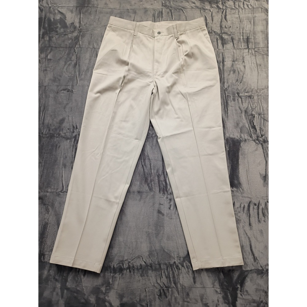 Lee Mens Double Pleat Relaxed Fit Wrinkle Free Khaki Trousers 38x32